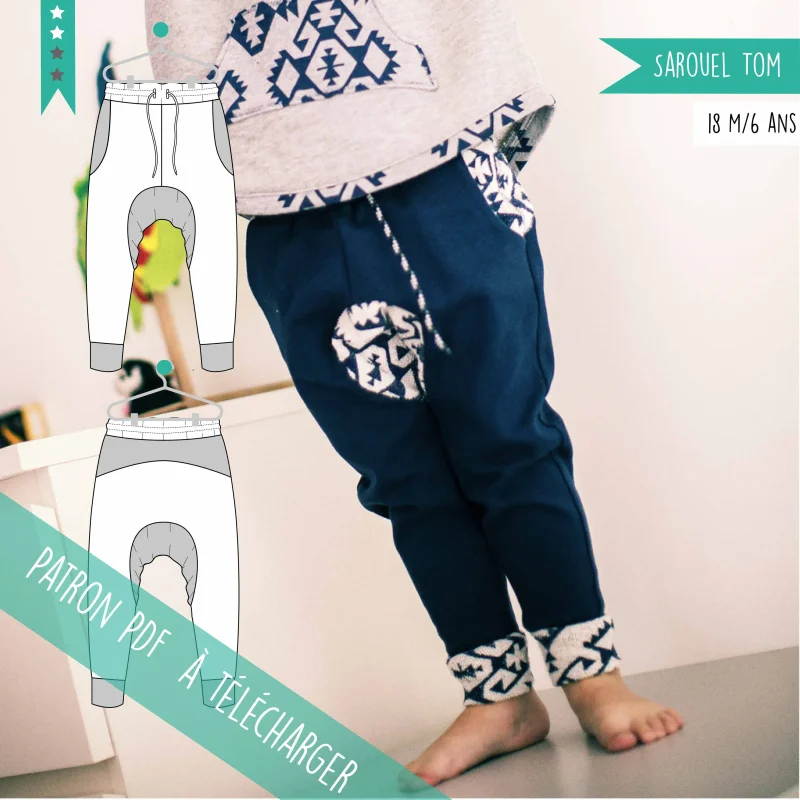 Patron PDF enfant Sarouel Tom 18 mois/6 ans · Super Bison
