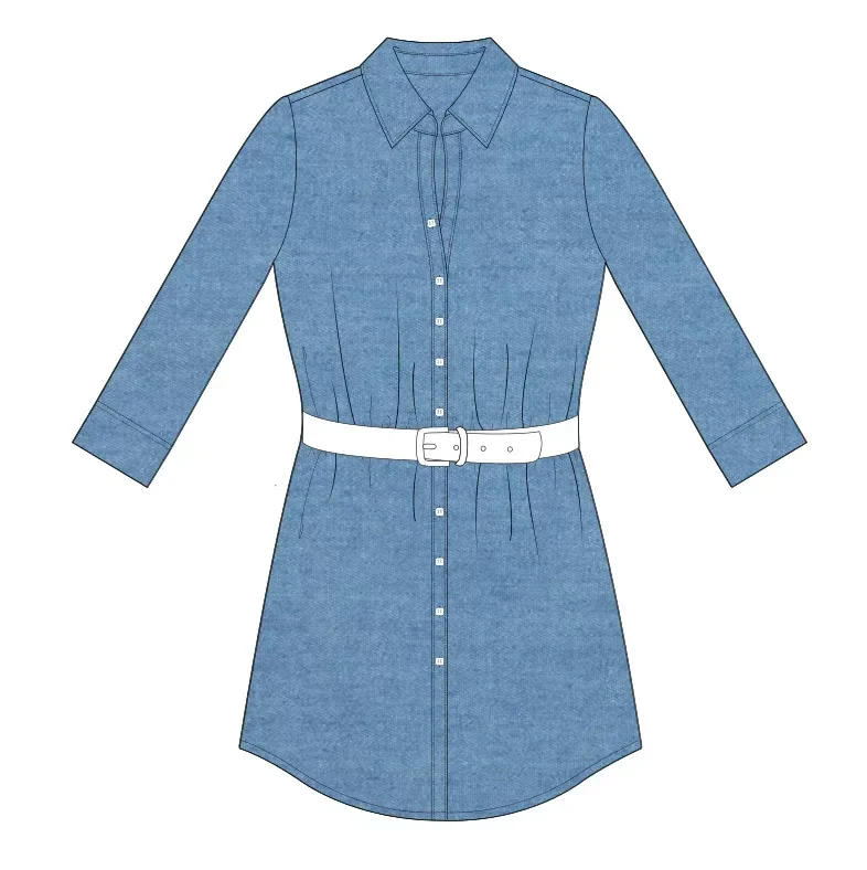 Photo du patron Patron robe chemise Charline, 34-46 cousu · vue 1 sur 2
