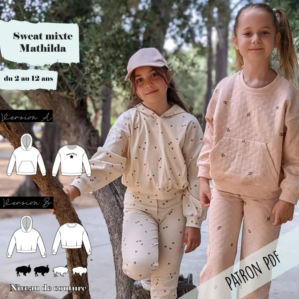 Photo du patron Sweat mixte Mathilda 2/12 ans cousu · vue 1 sur 8