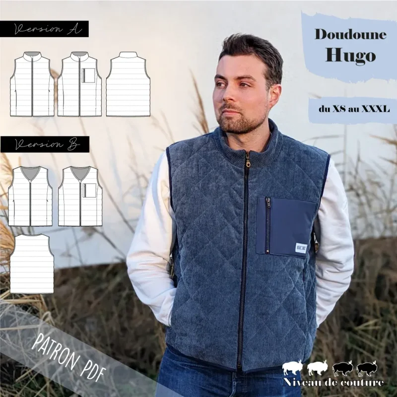Patron Doudoune Homme Hugo du XS au XXXL · Super Bison