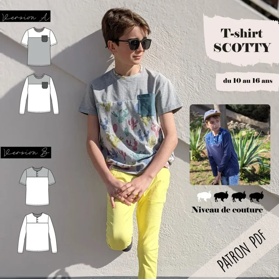 Photo du patron ado t-shirt Scotty 10/16 ans cousu · vue 1 sur 8