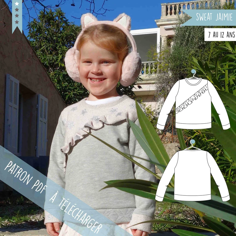Photo du patron sweat volant Jaimie 7/12 ans cousu · vue 1 sur 5