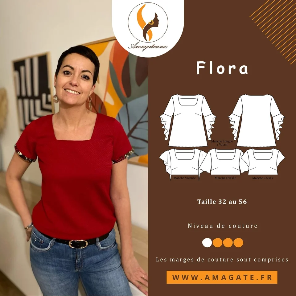 Photo du patron Patron de couture - Flora - Top cousu · vue 1 sur 8