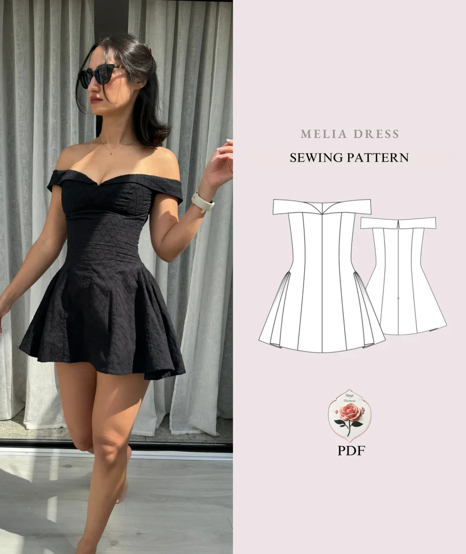 Photo du patron Off-Shoulder Mini Dress cousu · vue 1 sur 8