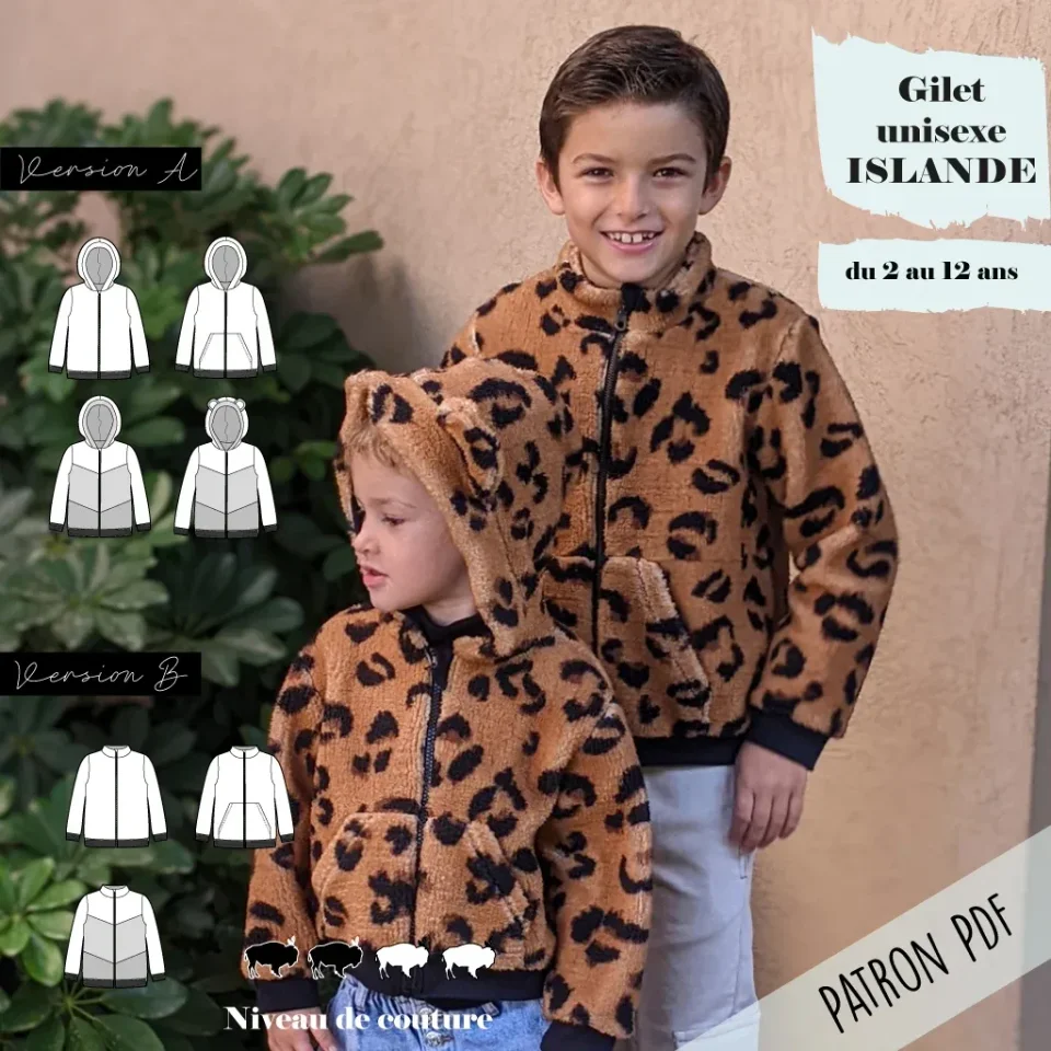 Photo du patron Gilet Islande 2/12 ans cousu · vue 1 sur 8