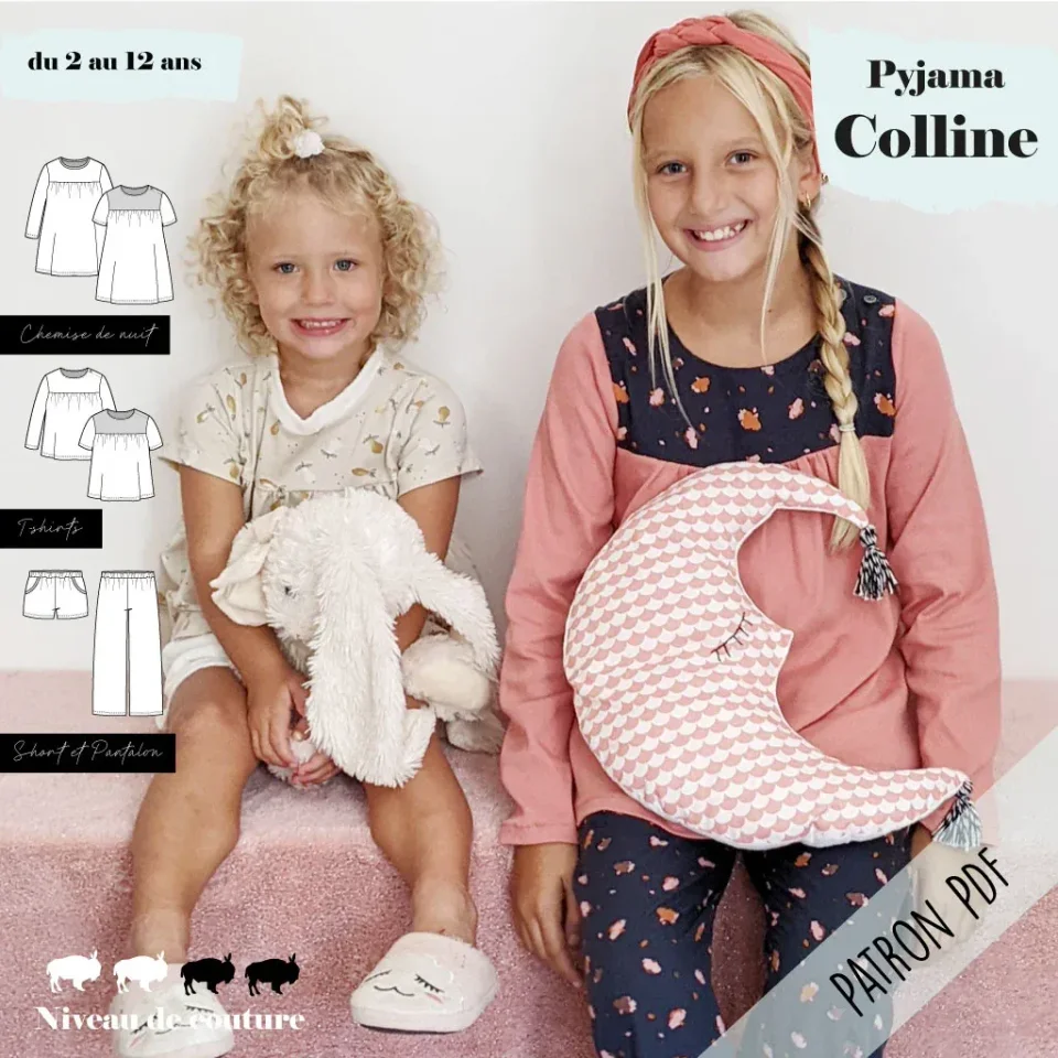 Photo du patron Pyjama Colline 2/12 ans cousu · vue 1 sur 8