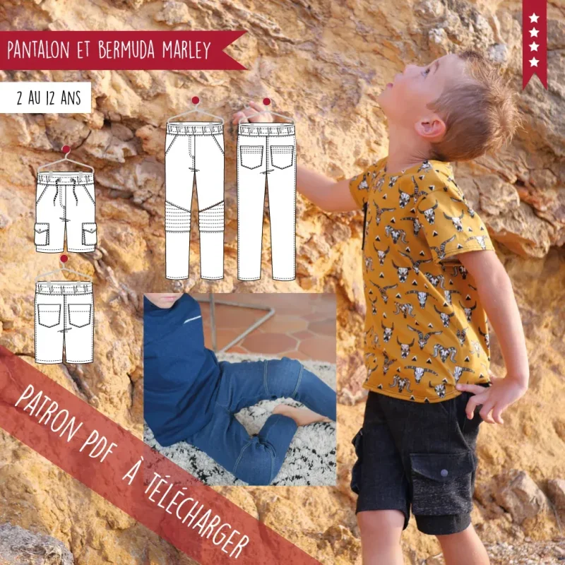 Patron Pantalon et Bermuda Marley 2/12 ans · Super Bison