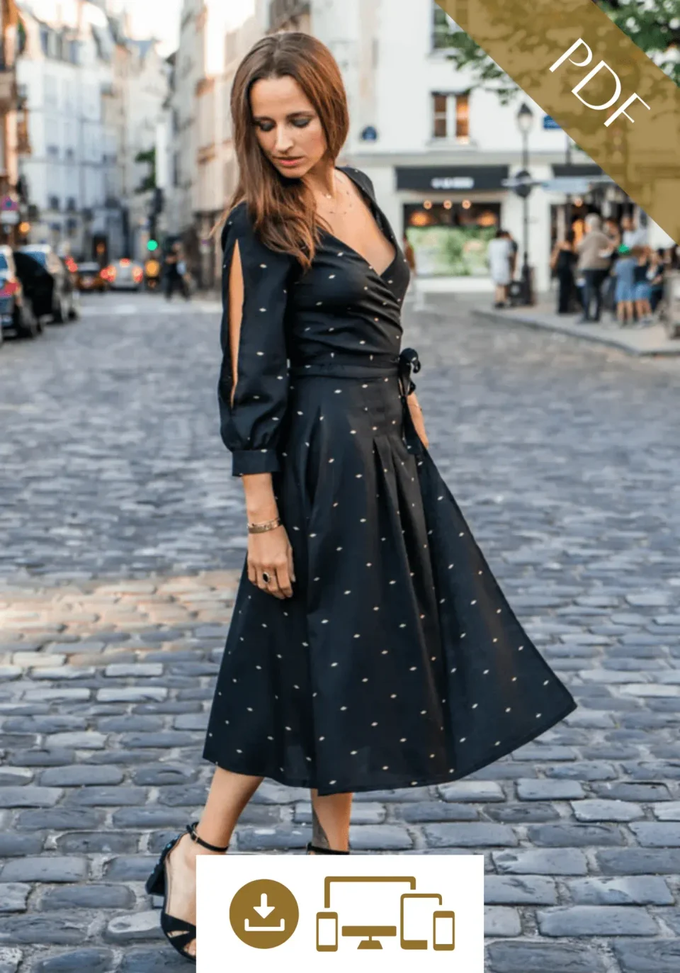 Photo du patron Robe portefeuille longue Tamara cousu · vue 1 sur 8